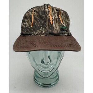 Vintage Duxbak Hat Cap Snap Back Mens One Size Camo Blaze Orange Hunting USA 90s